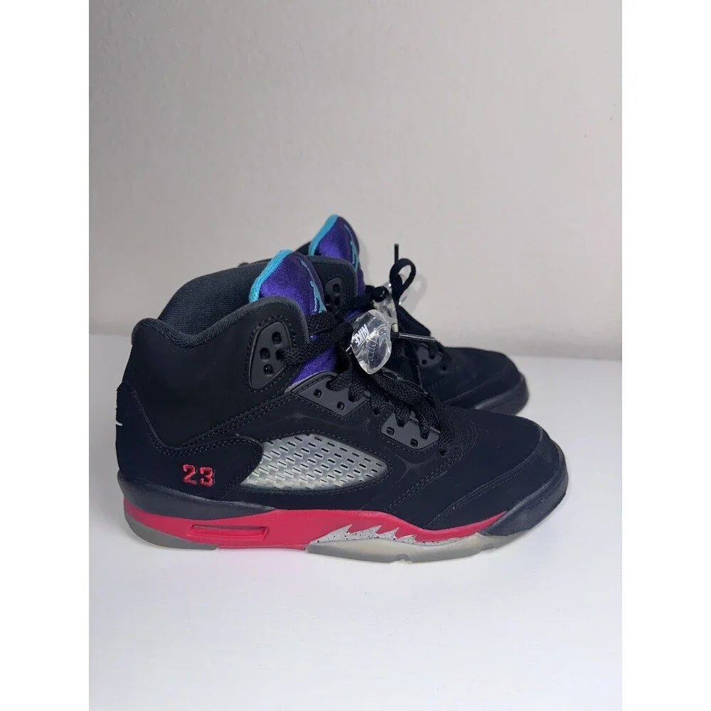 Jordan Air Jordan 5Y Mid Top Basketball Sneakers Black Purple Red